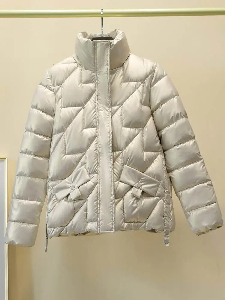 Vielleicht 2022 Glossy Winter Jacket Women Short Parkas Thicken Outerwear Solid Coats Female Winter Down Cotton Padded Jacket