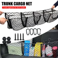 34 pockets cargo net stretchy trunk storage organizer net heavy duty luggage holder with mount kit for car suv pickup truck van