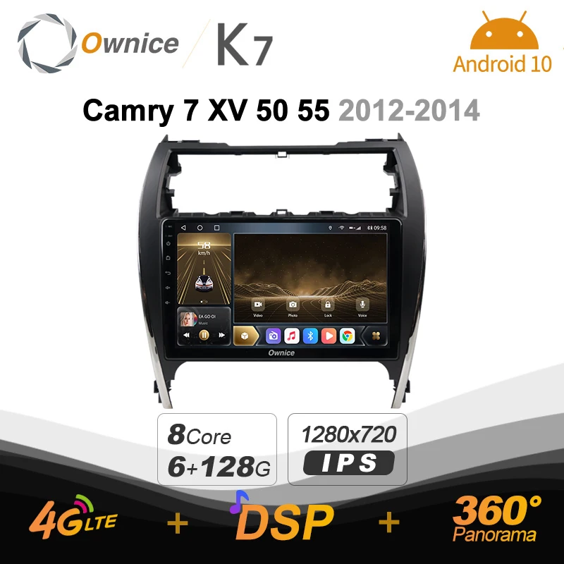 

Автомобильный мультимедийный радиоприемник 6G 128G K7 Ownice 2 Din Android 10,0 для Toyota Camry 7 XV 50 55 2012 - 2014 с 8-ядерным процессором A75 * 2 + A55 * 6 SPDIF
