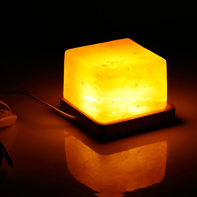 

USB Himalayan Salt Lamp Natural Crystal Hand Carved Night Light Home Decor Air Purifying Release Negative Ions Warm White/8Color