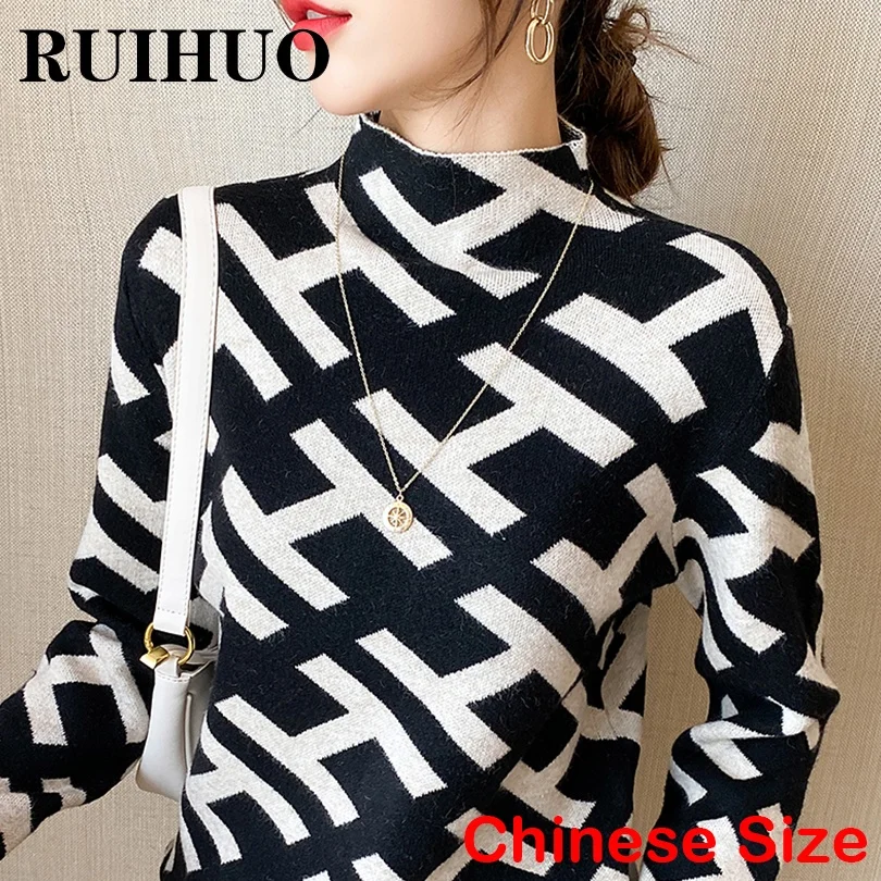 

Свитер RUIHUO с ложным воротником, женские топы, Пуловеры, свитеры для женщин, китайская фотография, размер осень-зима 2022, Новое поступление