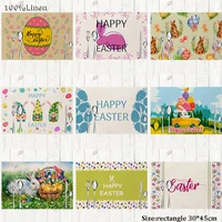 hot linen easter bunny eggs printed place table mat cloth dish coaster pad cup party doily insulated dining placemats kitchen