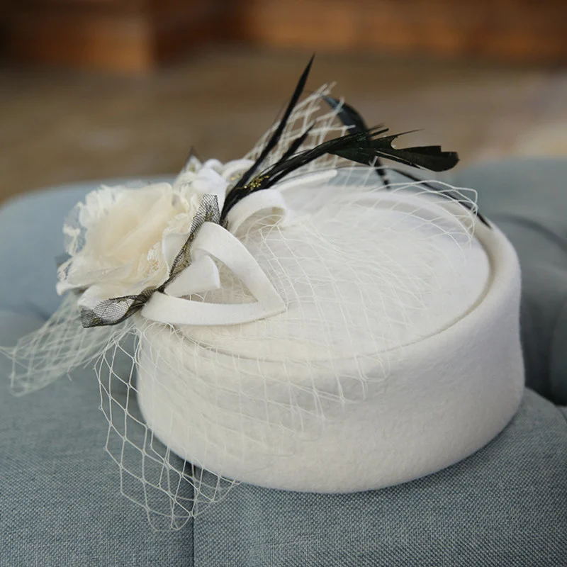 

Noble Wool Fedoras Hat For Women Hat Fashion Bow-Knot Cap Vintage Elegant Female Cap Brand Soft Girls Chapeu Gauze Formal Hat