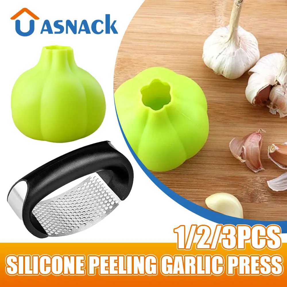 

Silicone Peeling Garlic Press Garlic Peeling Tool Manual Garlic Peeler Household Multi-function Round Garlic Press Accessory
