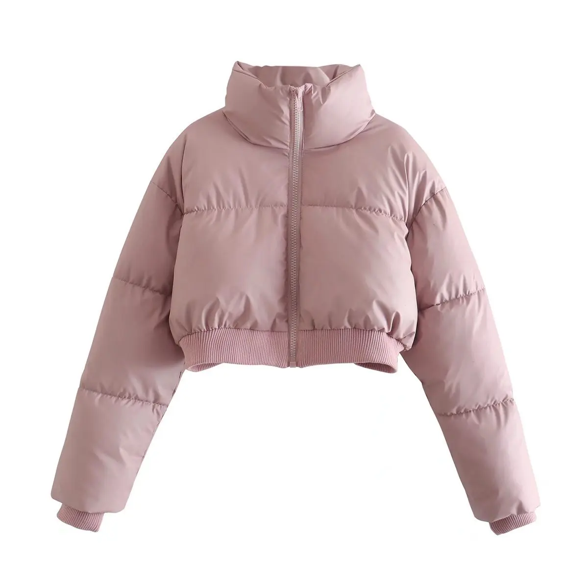 

Женская короткая куртка на хлопковом наполнителе, утепленная куртка розового цвета с воротником-стойкой, зима 2023
