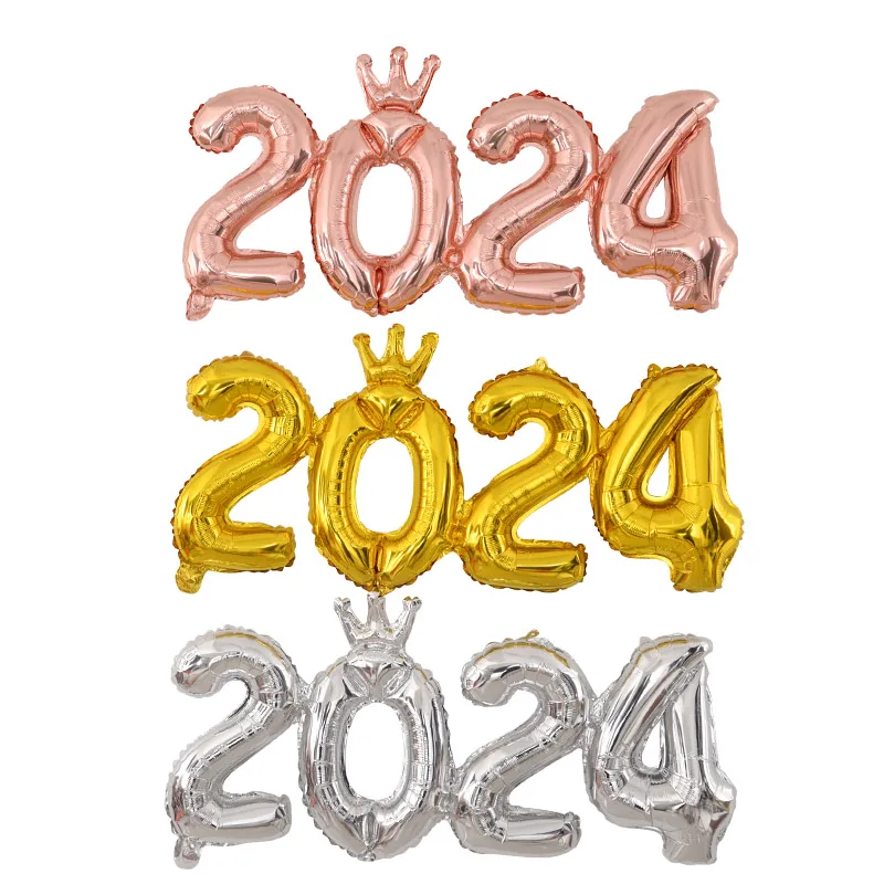 

2024 Number Aluminum Foil Balloons Rose Gold Silver Digital Figure Balloon Xmas Noel Cristmas Ornaments New Year Helium Globos
