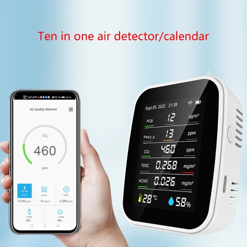 

Цифровой измеритель температуры и влажности PM2.5 PM10 HCHO TVOC CO2 M4YD