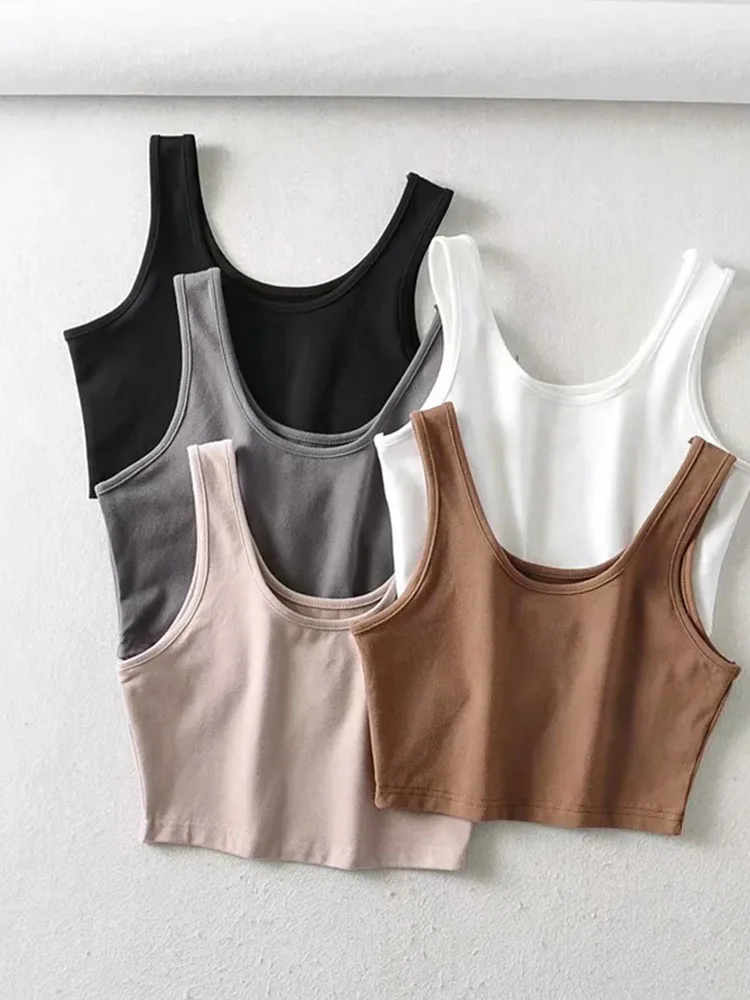 Сексуальные женские летние укороченные топы без рукавов Короткие хлопковые