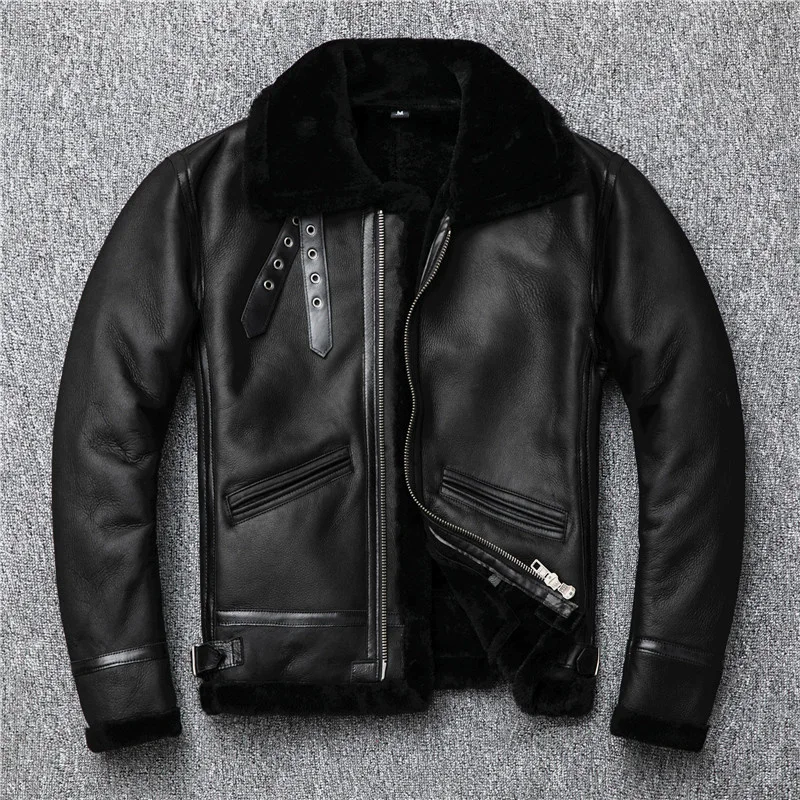 

Men's Jackets Man Natural Fur Coat Men Motorcycle Sheep Shearling Wool Liner Coat Male Plus Size Real Leather Jacket 2064