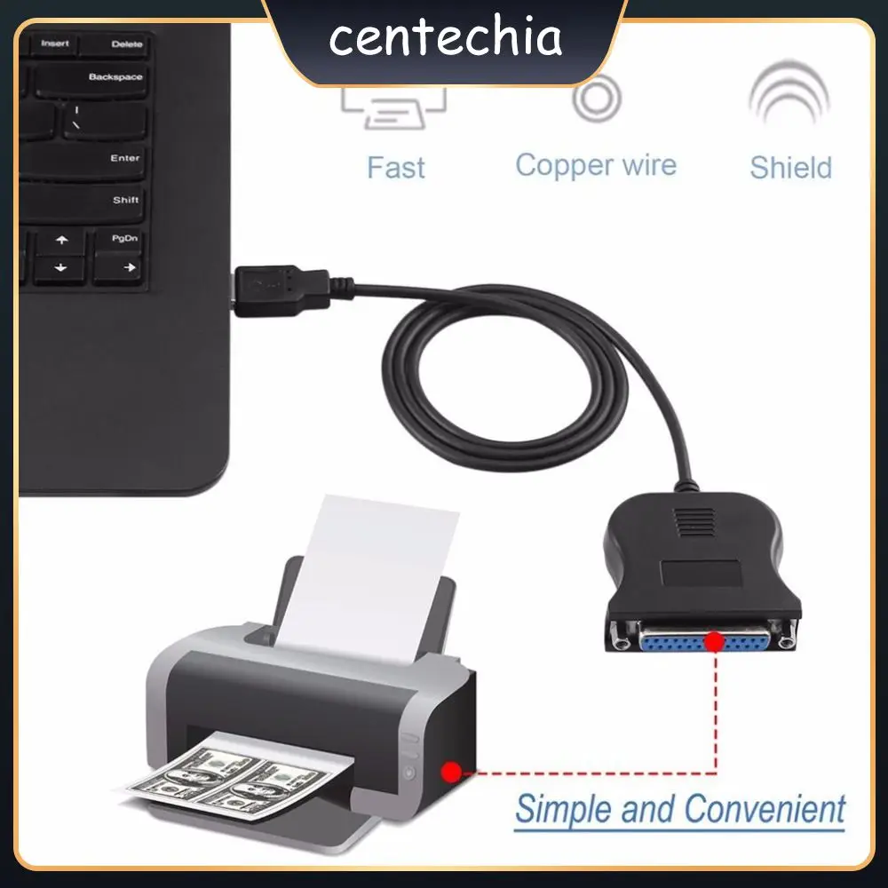 

Strong Compatibility Usb Connector Black Printer Cable Fast Transmission Usb To Parallel Cable Anti-rust Printer Parts