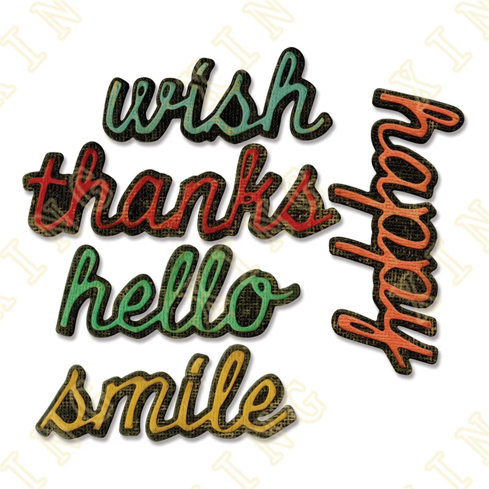 

Shadow Script Metal Cutting Dies Scrapbook Diary Decoration Stencil Embossing Template Diy Greeting Card Handmade 2023 New