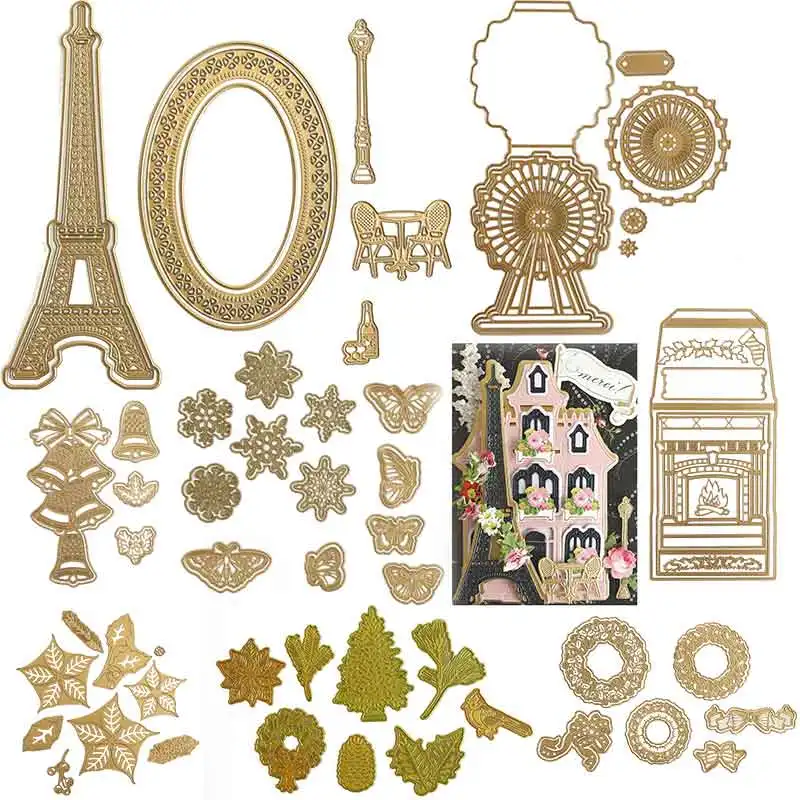 

Christmas Flower Tree Bell Leaves Metal Cutting Die Scrapbook Embossed Paper Card Album Craft Template Cut Die Stencils New 2022