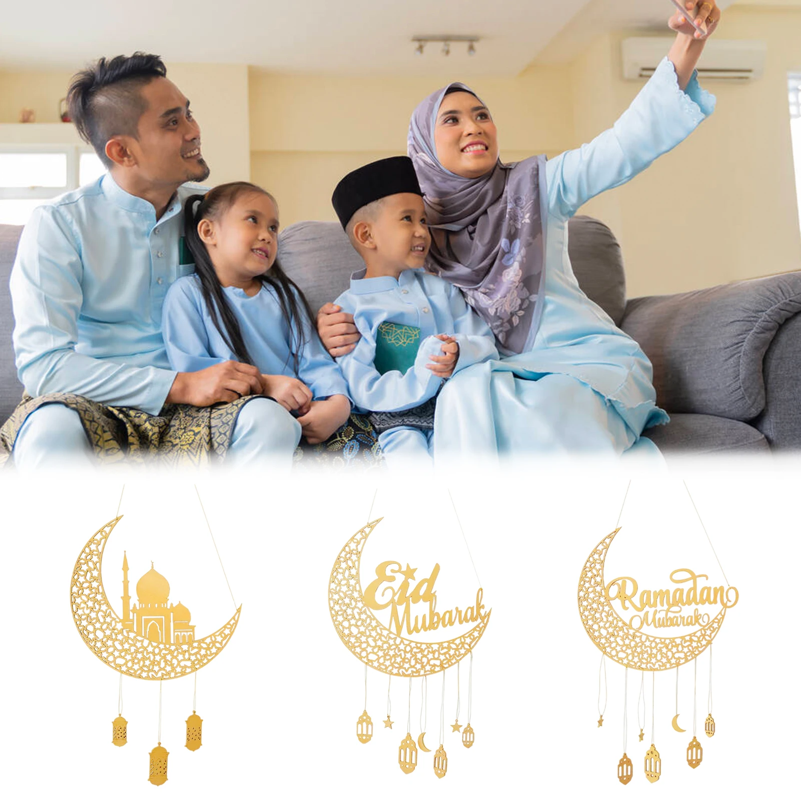 

2022 Eid Decoration Eid Mubarak Wooden Decors Ramadan Mubarak Party Decoration 2022 Eid Pendants For Indoor Outdoor