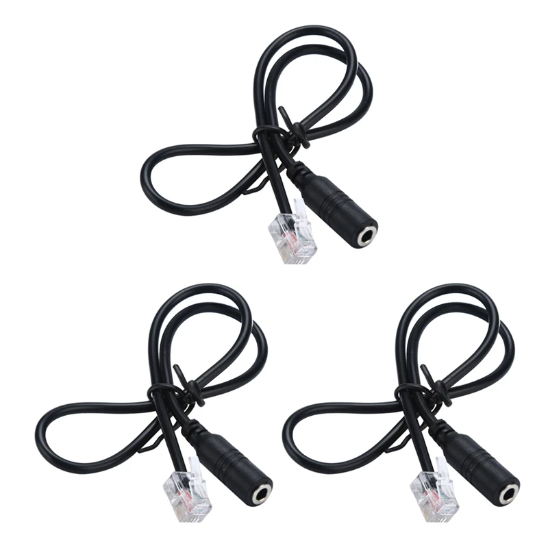 

3PC Phone Adapter Rj9 To 3.5 Female Adapter Convertor Cable PC Computer Headset Telephone