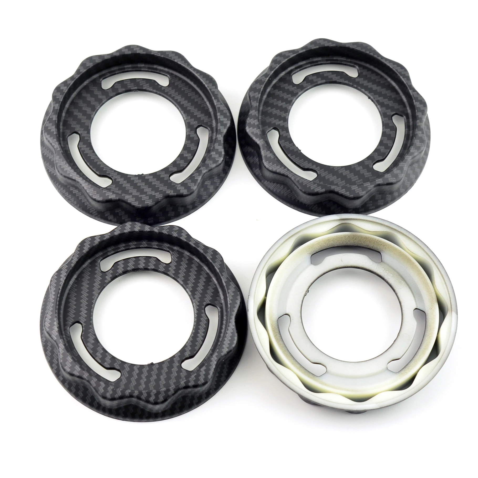 Фото 4pcs 101mm Wheel Center Caps Hex Nuts For RS RC RSII Rims Cover 09.24.383 Refits Styling Car Hub Cover Carbon Fibre Silver №3