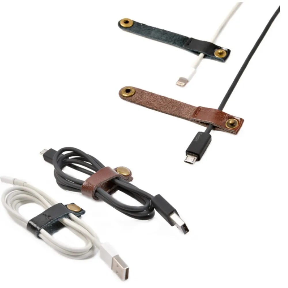 4 шт./лот подлинный органайзер для USB-кабеля кожаная намотка кабеля Шнур передачи