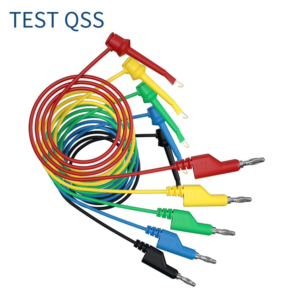Qss Peças mm Banana Plug para Testar Gancho Clipe Multímetro Teste Leva Empilhável Cabo Fio 1m Ferramentas Elétricas Componentes Q.700542