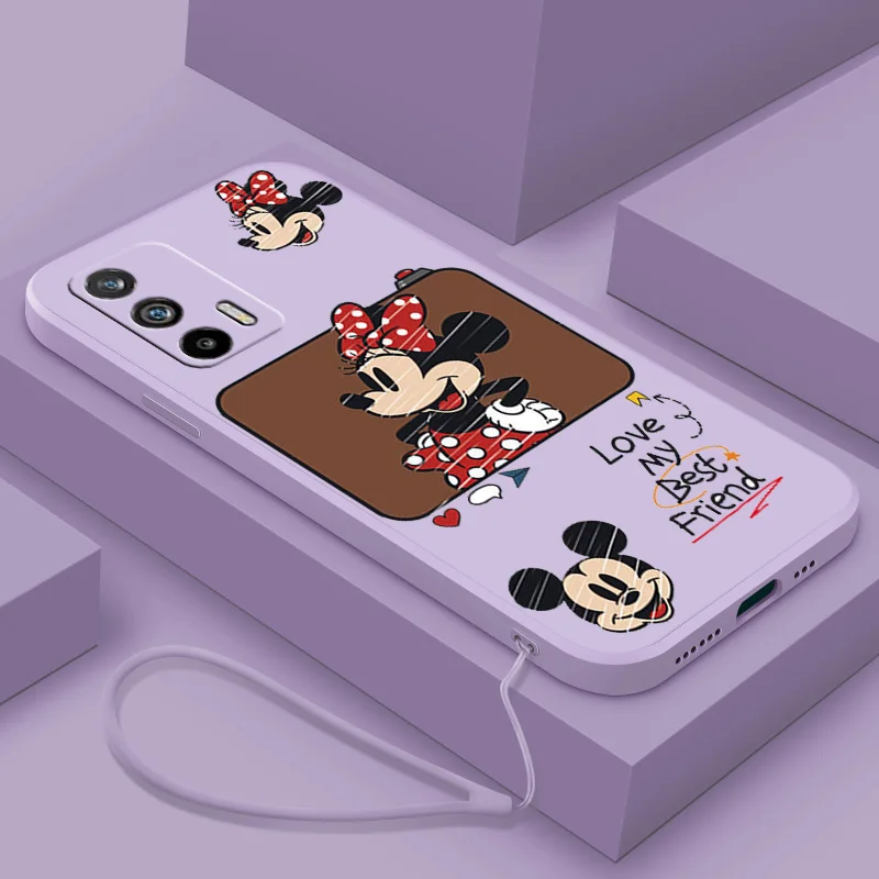 

Mickey Mouse Cartoon Silicone Phone Case For OPPO Reno 8 7 SE Z 6 5 7 3 2 Lite Pro Plus Liquid Rope Funda TPU Cover