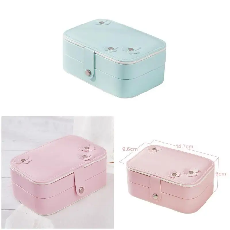 

Jewelry Storage Box PU Leather 2 Layer Lightweight Portable Storage Case For Jewelry