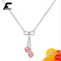 trendy necklace 925 silver jewelry moonstone strawberry quartz pendant fine accessories for women wedding engagement party gift