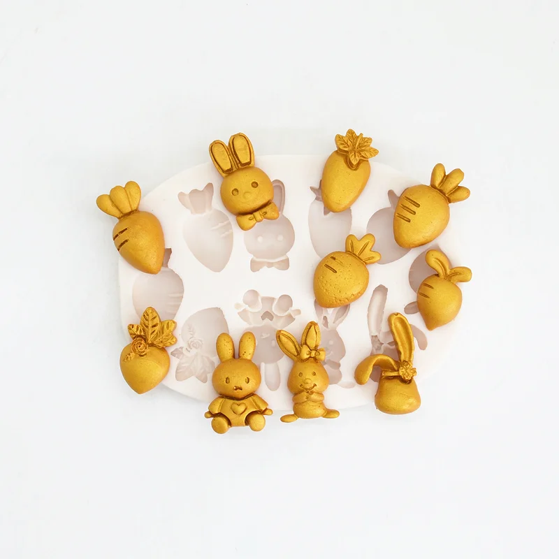 

Silicone Mold Cute Rabbit Radish Kitchen Resin Baking Tool Dessert Chocolate Decoration Supplies DIY Cake Pastry Fondant Moulds