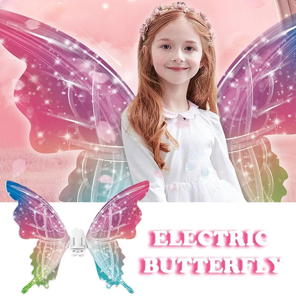

Girls Electrical Butterfly Wings With Music Lights Glowing Shiny Dress Up Moving Fairy Wings For Kids Happy Birthday Party Decor