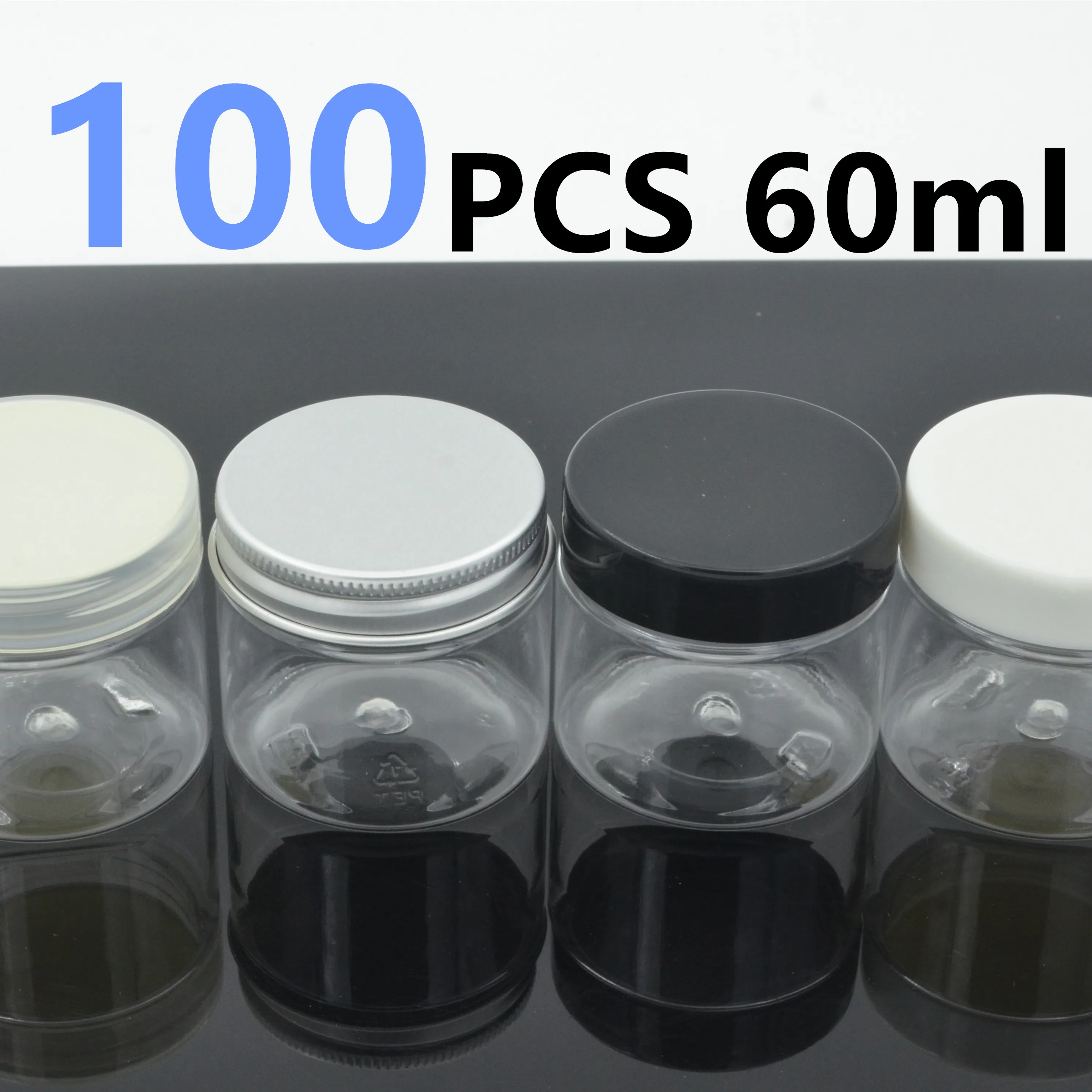 

100PCS 60ml Clear Plastic Cosmetic Cream Lotion Jar With Gasket Filling Travel Bottle Empty Small Capacity Subpacking