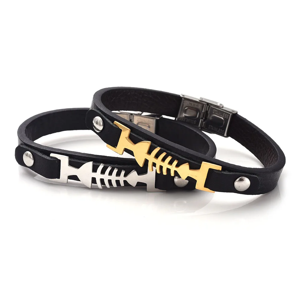 

Модные новые поступления, оригинальный дизайн, Шарм-браслет в виде рыбьих костей, регулируемый кожаный браслет, браслеты, женский браслет, ю...