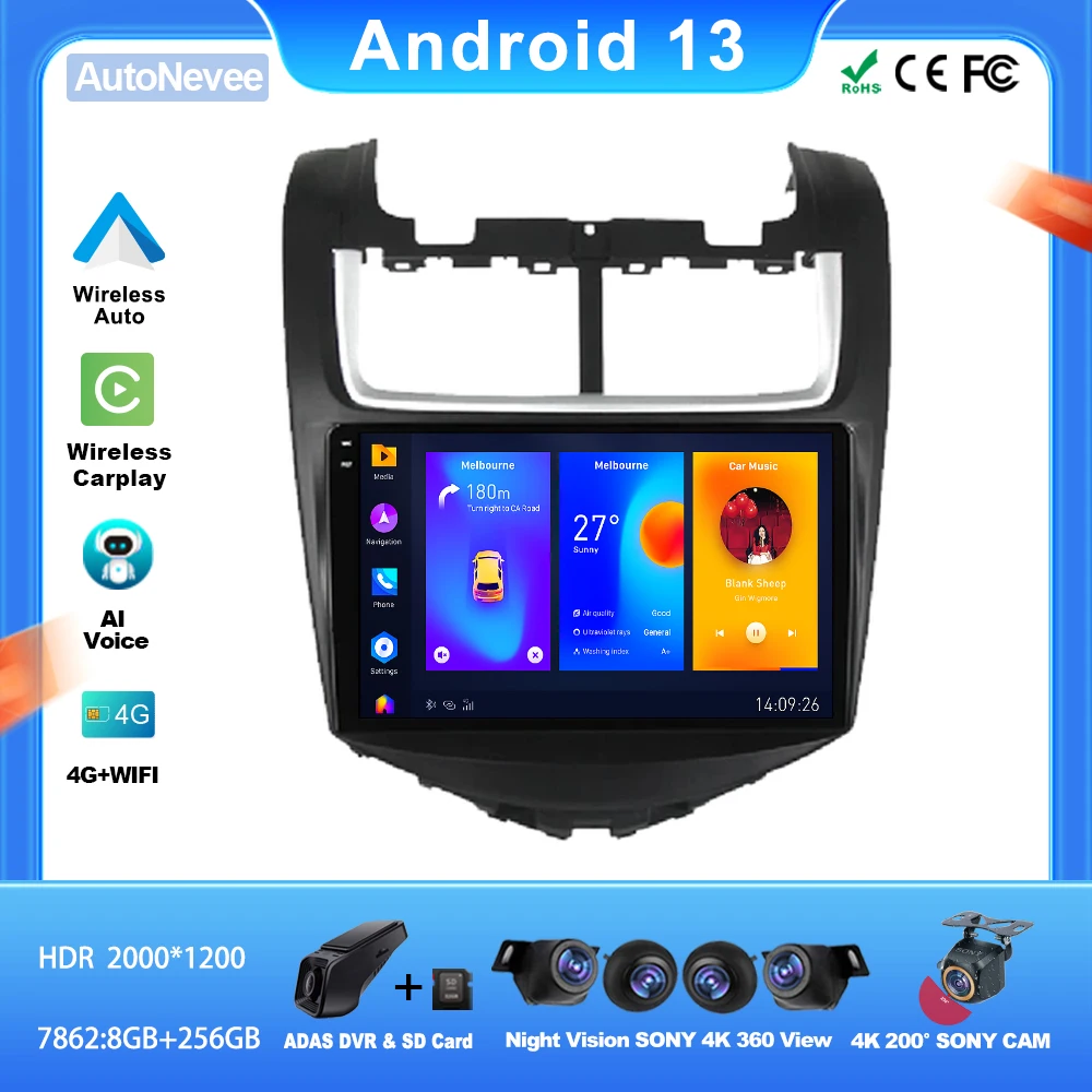 

Android For Chevrolet Aveo 2014 - 2017 Car Player Auto Radio WiFi Video Navigation NO 2din DVD Head Unit CPU HDR DSP Dash Cam BT