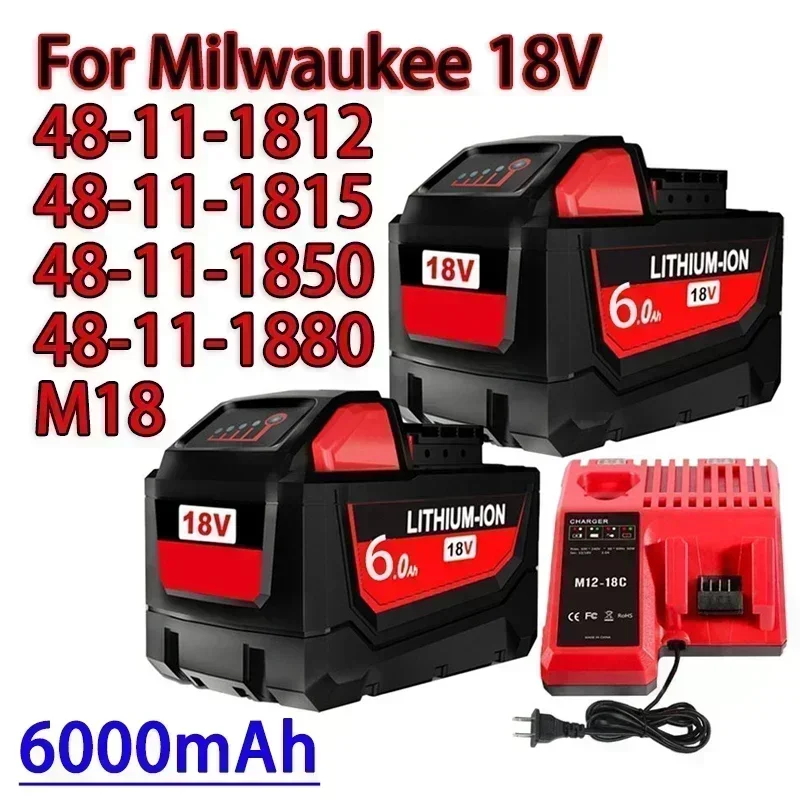 18 В для Milwaukee M18 аккумулятор M18B6 XC 6 0 Ач литий-ионный 48-11-1860 48-11-1852 48-11-1850 48-11-1840