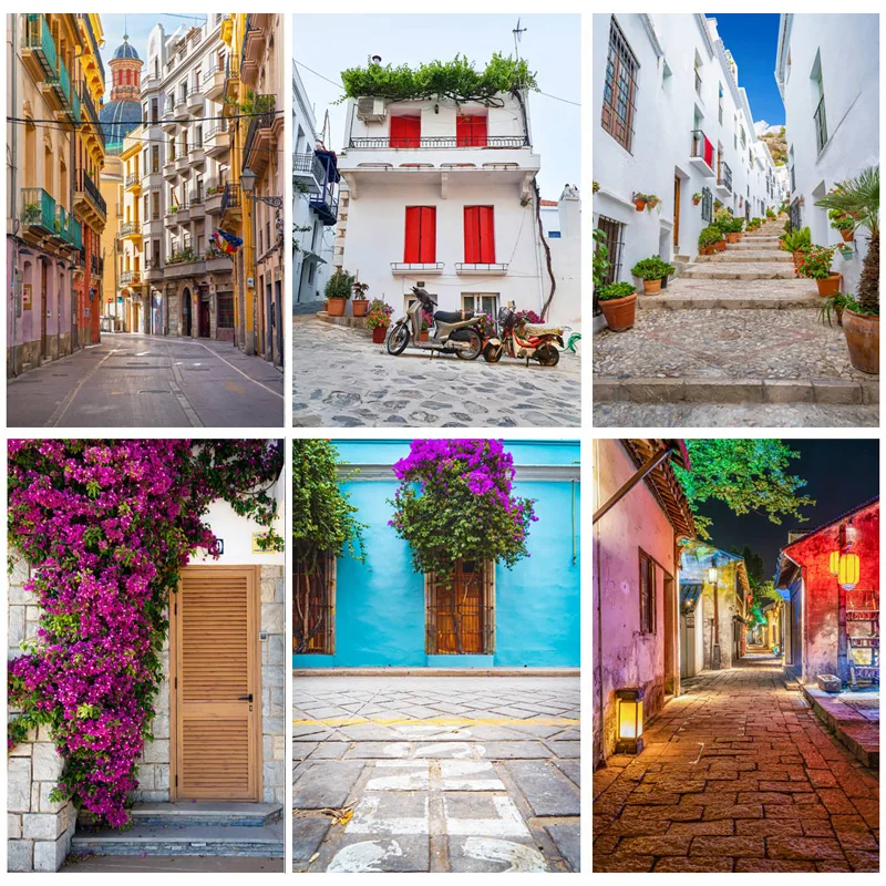 

ZHISUXI Country Small Town Scenery Photo Background Street Sky Photography Backdrop Living Room Decor Poster 22617 JD-10