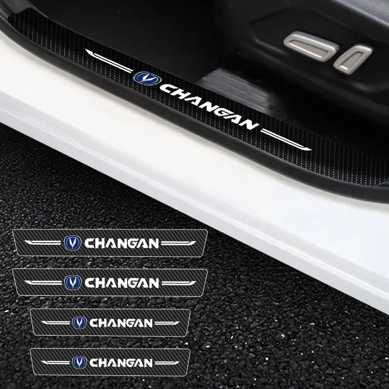 

4X Car Stickers Anti Scratch For Changan Logo Door Sill Protector ​Car Threshold Protection Carbon Fiber Car Stylin