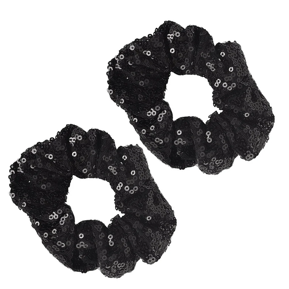 

2 PCS Christmas Sequin Hair Tie Girls Accessories Elastic Rope Fluorescent Stretchy Washing Ring Fabric Ties For women