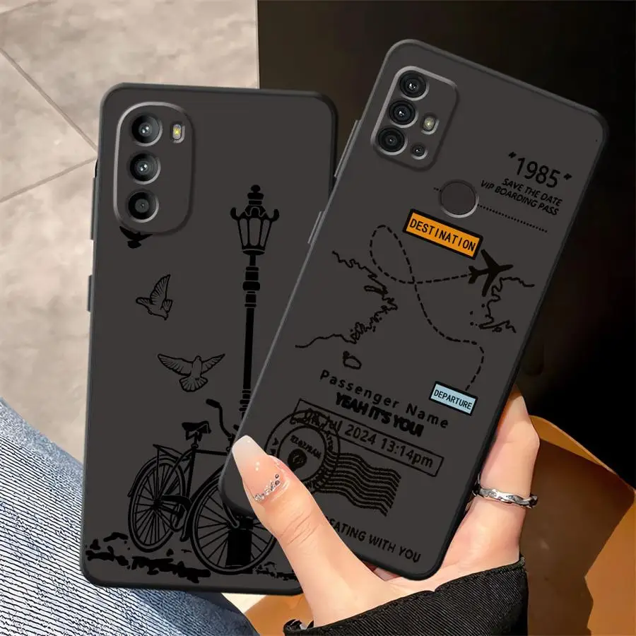 Фото Черный мягкий чехол для телефона с упрощенной картой путешествий для Motorola Mot G52 G53 G30 G71 G51 G73 G32 G60 Edge 20 Pro 30 Lite G50 G60s №1