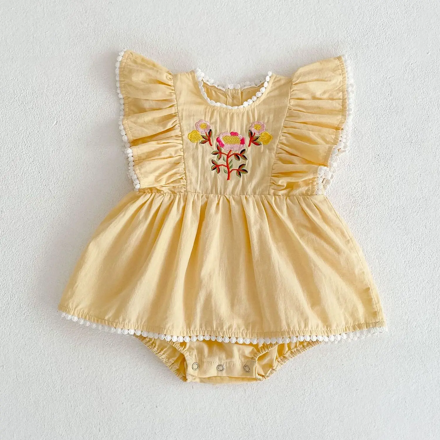 

Ruffle Princess Toddler Romper 2022 Summer Cute Newborn Baby Girl Clothes Cotton Embroidered Infant Outfits