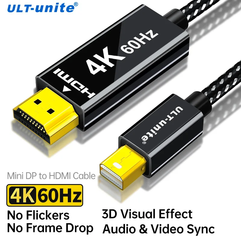 

Mini DP To HDMI Cable 4K 60Hz Mini DisplayPort to HDMI Converter 6.6Ft Mini Display Port to HDMI Adpter For MacBook Mini iMac