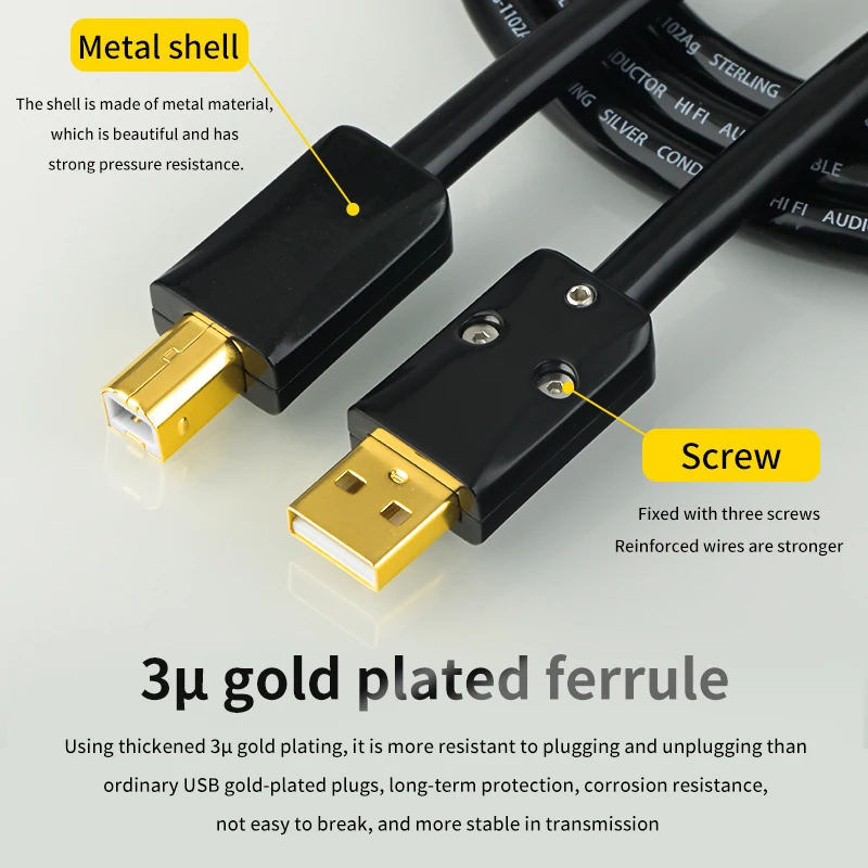 Фото Hi-Fi 4n стерлингового серебра Hi-Fi USB-кабель a to b обновление декодера данных USB dac/CD микшер кабель передачи проводки сильное разрешение №4