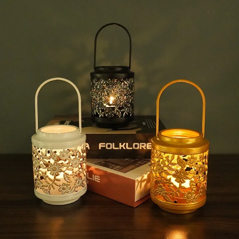 

Iron Art Aromatreatment Candle Holder Romantic Candlelight Dinner Ornaments Do Old Hand Lantern IKEA Wind Lamp