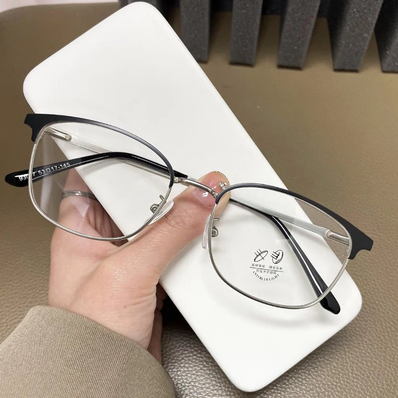 Женские винтажные очки в стиле ретро Полуободковые синего цвета блокирующие