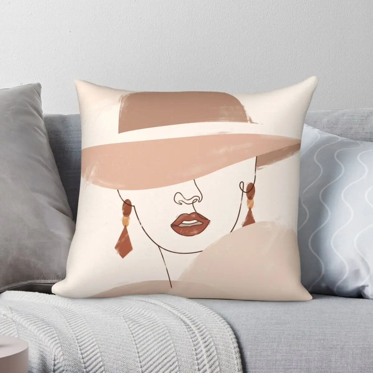 

Abstract Woman Portrait Square Pillowcase Polyester Linen Velvet Creative Zip Decor Throw Pillow Case Home Cushion Cover 45x45