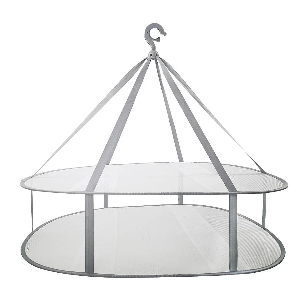

Double Layer Rectangular Drying Rack Net Folding Mesh Hanging Clothes Basket Net (Grey)