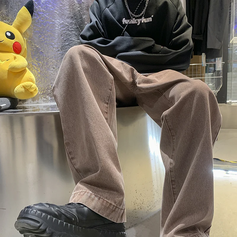 4-color Baggy Jeans Men Fashion Retro Straight Jeans Men Streetwear Korean Hip Hop Loose Denim Pants Mens Trousers M-3XL