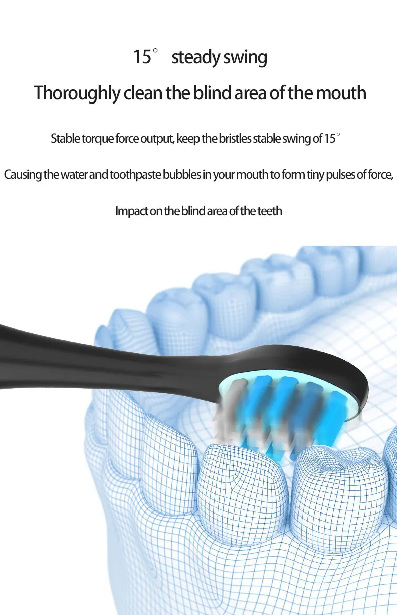 Adult Electric Toothbrush, Oral Cleaning, Teeth Whitening Tools, Multimodal Level 7 Waterproof Send Acoustic Brush Head enlarge
