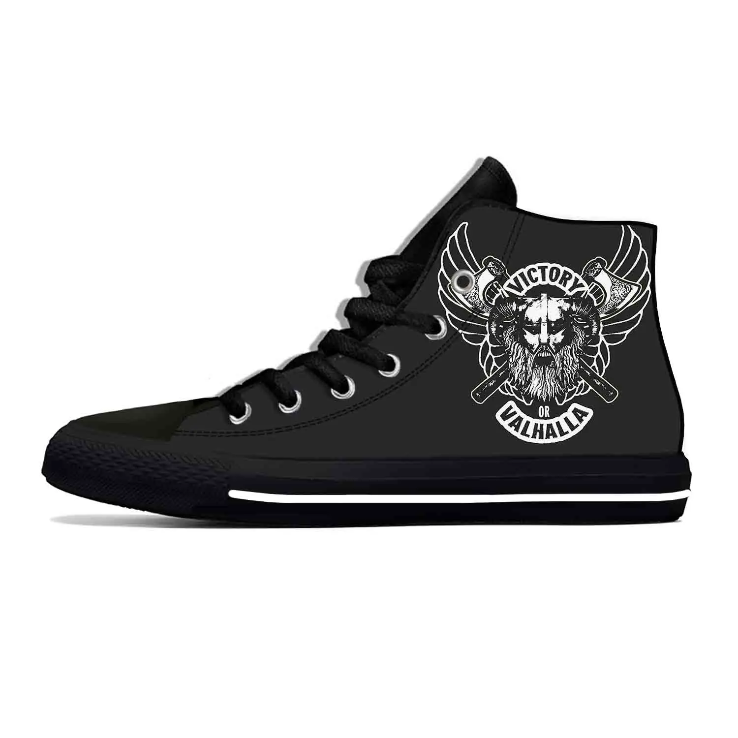 

Victory Or Valhalla Odin Viking Legend Fashion Casual Cloth Shoes High Top Lightweight Breathable 3D Print Men Women Sneakers