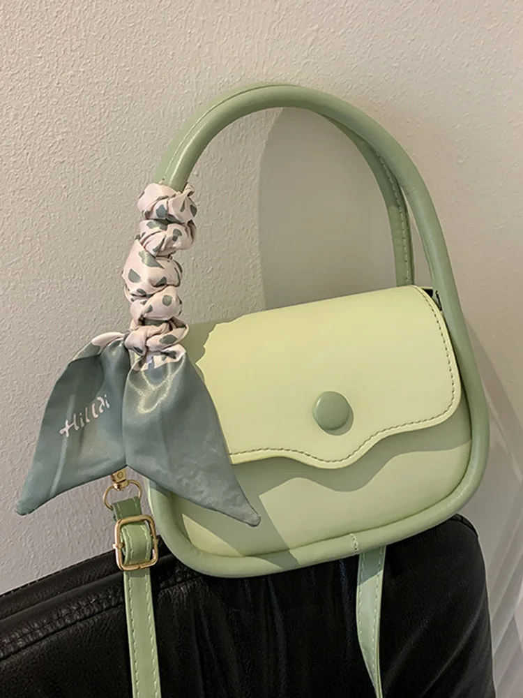 

Luxury Pu Leather Shoulder Bags for Women Top Handle Small Flap Women's Crossbody Bag Fashion Contrast Female Handbag 2022 Trend