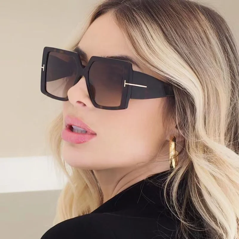 

New Black Square Oversized Sunglasses Woman Big Frame Colorful Sun Glasses Unisex Eyewear Gradient Hip Hop Oculos De Sol