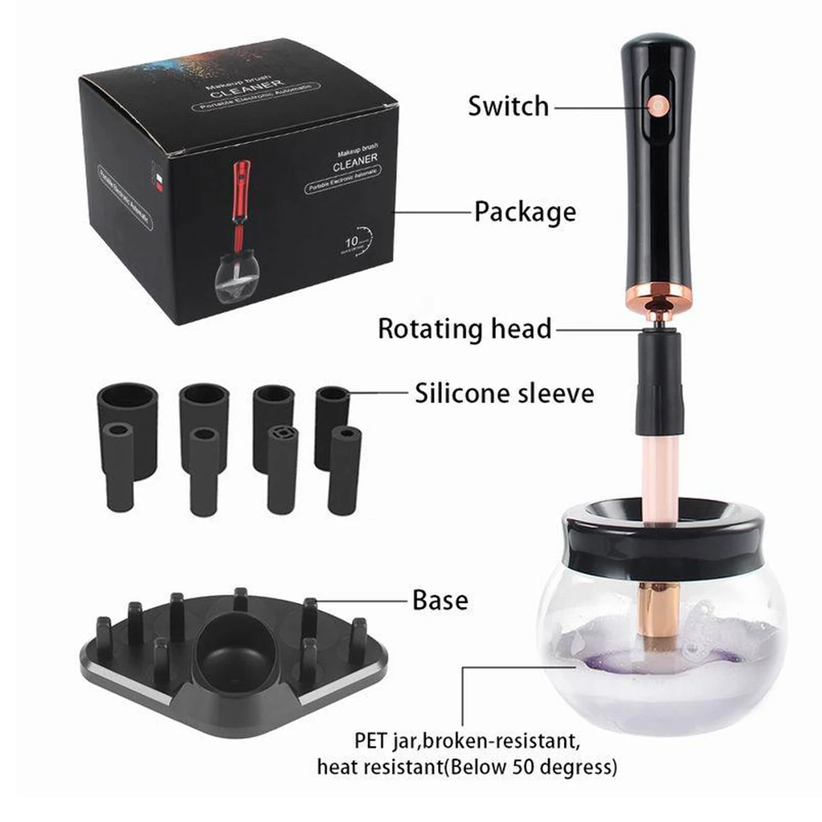 Электрическая щетка для макияжа шейкер клея и ресниц быстрая стирка сушка USB