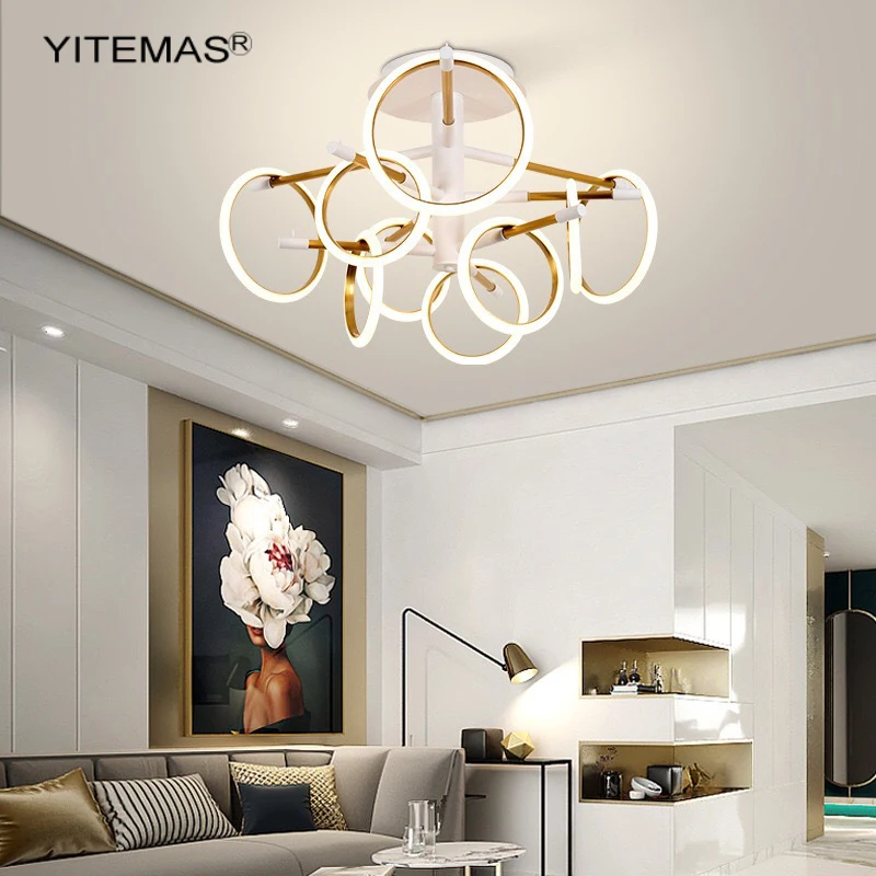 

Modern Ceiling Chandelier Magnetic Led Ring Chandeliers Hanging Lamps For Kitchen/Staircase/Bedroom/ Contemporary Dining Light