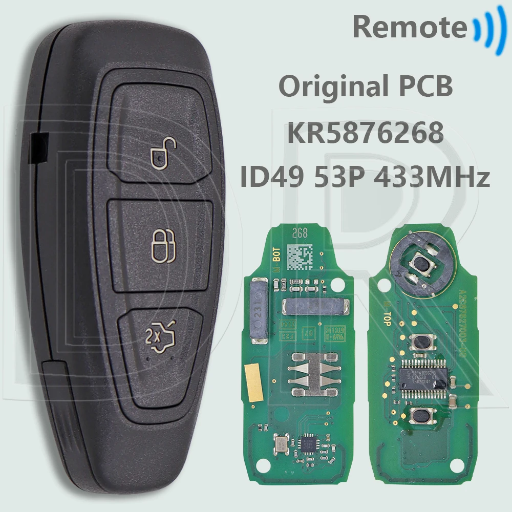 

Оригинальная печатная плата DR KR5876268 ID49Chip, 433 МГц, автомобильный дистанционный ключ для Ford Focus C-Max Focus Kuga Fiesta, не подходит Puma