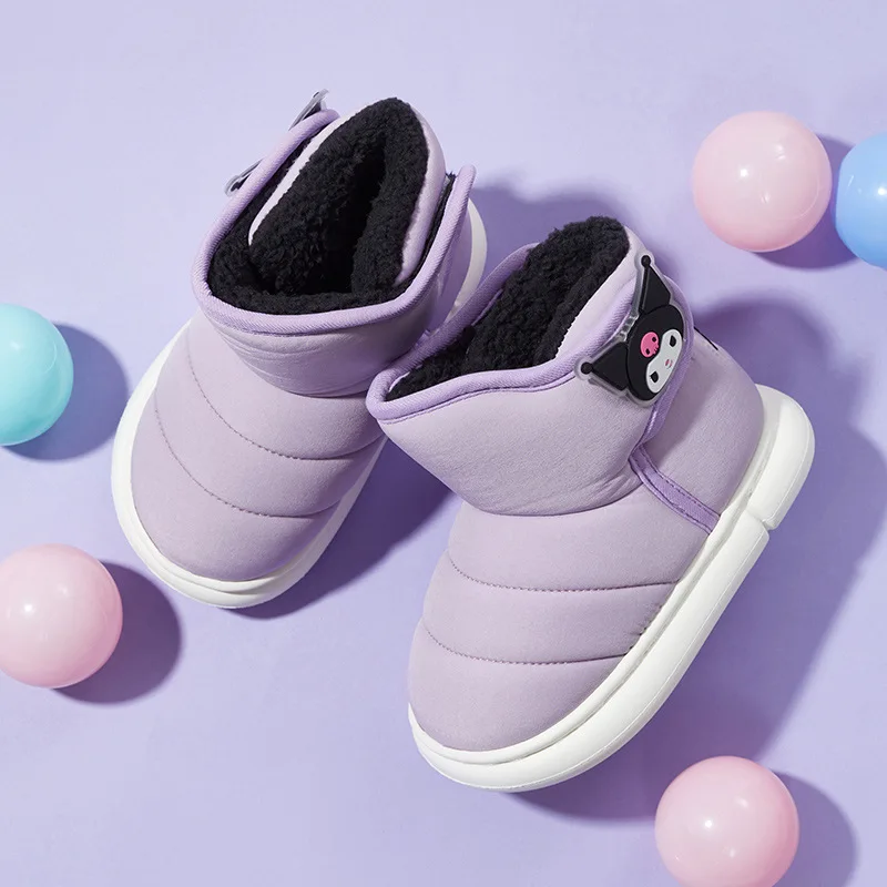 Новые милые зимние тапочки из искусственного хлопка аниме Kuromi водонепроницаемые